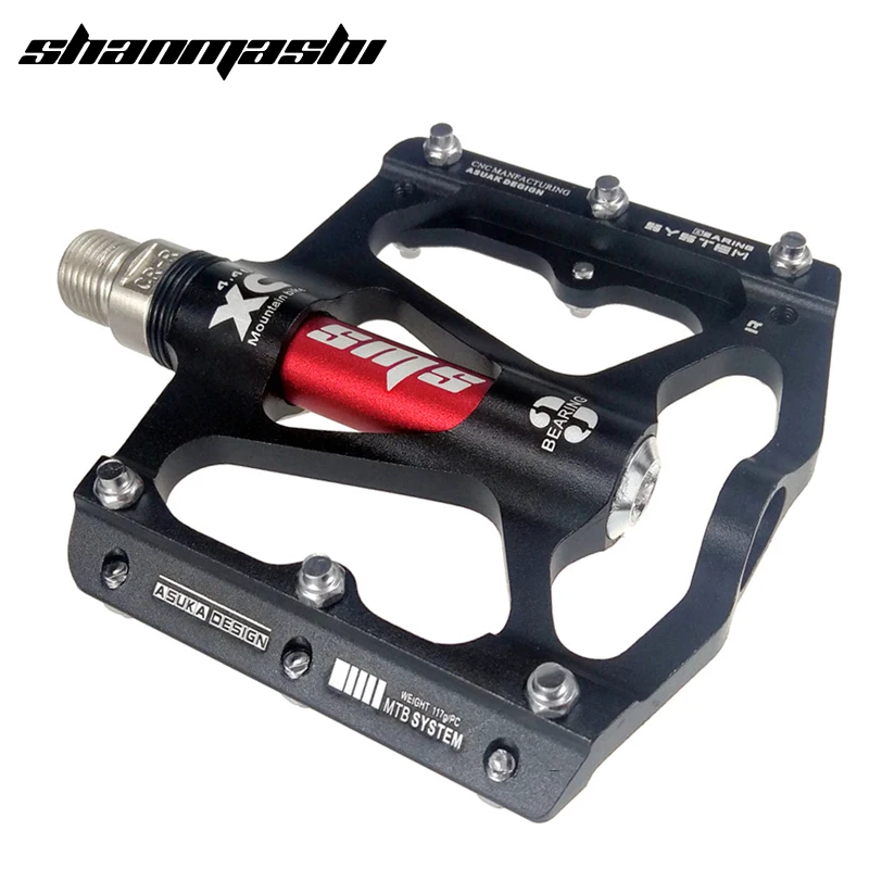 

SMS high-end bicycle pedal 14mm 3 bearings mountain bike footrest big flat treat pedals alu MTB ultralight 316g cycling 9/16 BMX