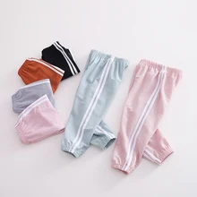 Rlyaeiz/Новые брендовые Детские шорты для мальчиков и девочек г., летние детские шорты из хлопка полосатые детские комбинезоны с защитой от комаров