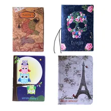 4 шт./компл., Карта мира/Сова/череп, Обложка для паспорта, сумка для кредитных карт, 3D дизайн, ПВХ кожа, визитница, держатель для паспорта 14*9,6 см