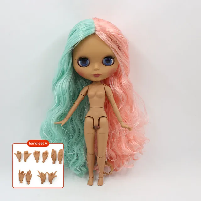 ICY Fortune Days factory кукла Обнаженная 1/6 № BL1010/4006 кукла с черной кожей тела и матовое лицо розовый смешанный зеленый вьющиеся волосы - Цвет: a