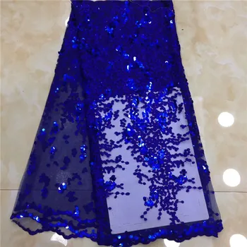 

Royalblue Accessor African Lace Fabric 2019 High Quality Lace Embroidery French Mesh Nigerian Lace Fabrics Material 5 Yards X7
