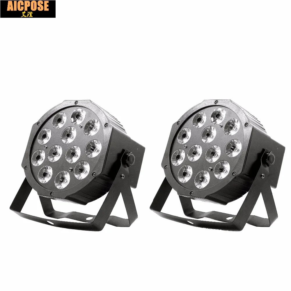 

2pcs/lots 12w led lamp beads 12x12W led Par lights RGBW 4in1 flat par led dmx512 disco lights professional stage dj equipment