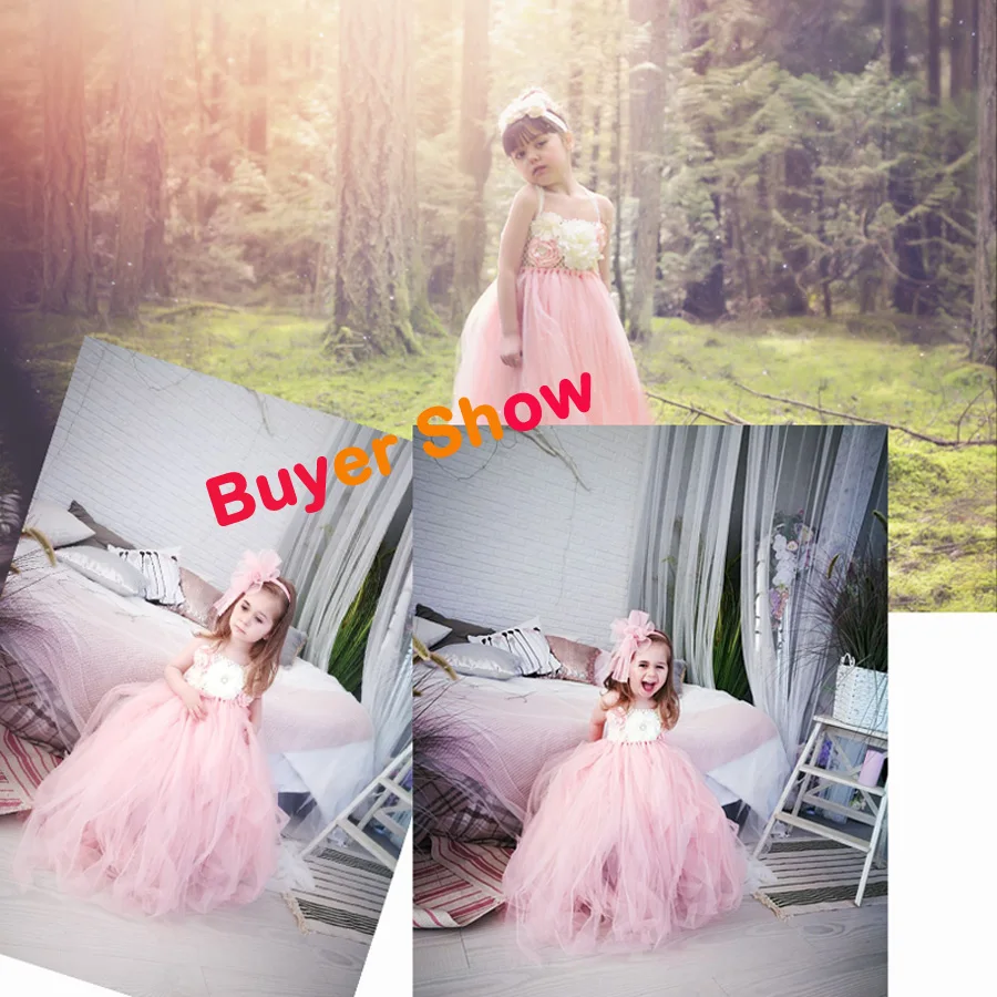 Flower Girls Wedding Tutu Dress Kids Lace Tulle Dress Birthday Party Pageants Photo Costume Handmade Dress (9)