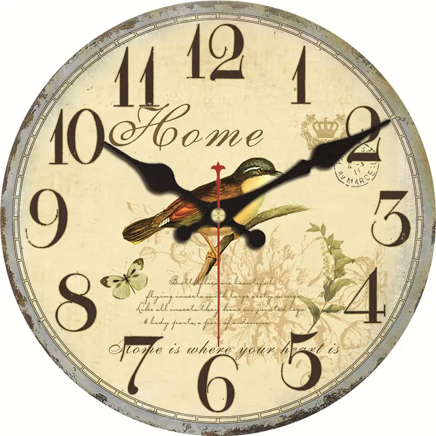 Потертый шик, парижские пейзажи часы, антикварные настенные часы, часы дом - Цвет: Wall Clock 14