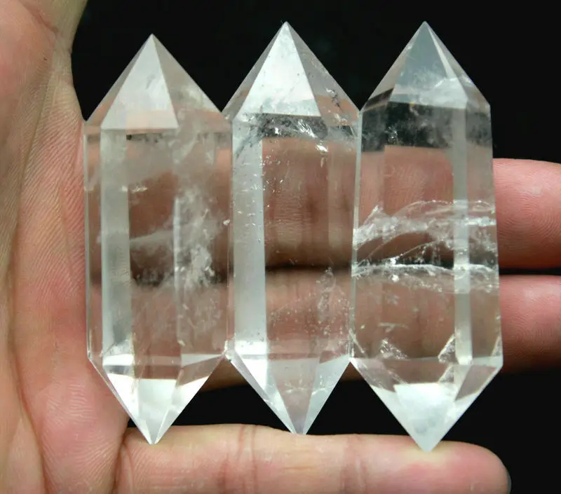 

ddh001621 Natural Clear Quartz Crystal Double Terminated Wand Points Healing