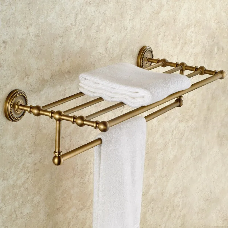 Gold Color Brass Bathroom Towel Rail Holder Rack Bar Shelf Wall Mounted mba841