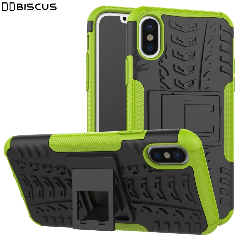 

For iPhone X XR Case For iPhone XS Max XS Cover Hard Plastic PC + Soft TPU Silicone Heavy Duty Hybrid Armor Phone Stand Cases