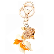 Charm Luxury Crystal Fish Keyring Keychain Bag Buckle Key Finder For Car Party Gift Keyfobs Creative Jewelry Lover Gift R050