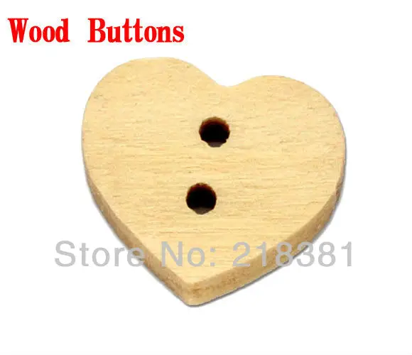 

500Pcs /Lots Heart 2 Holes Wood Sewing Buttons Scrapbooking 11mm