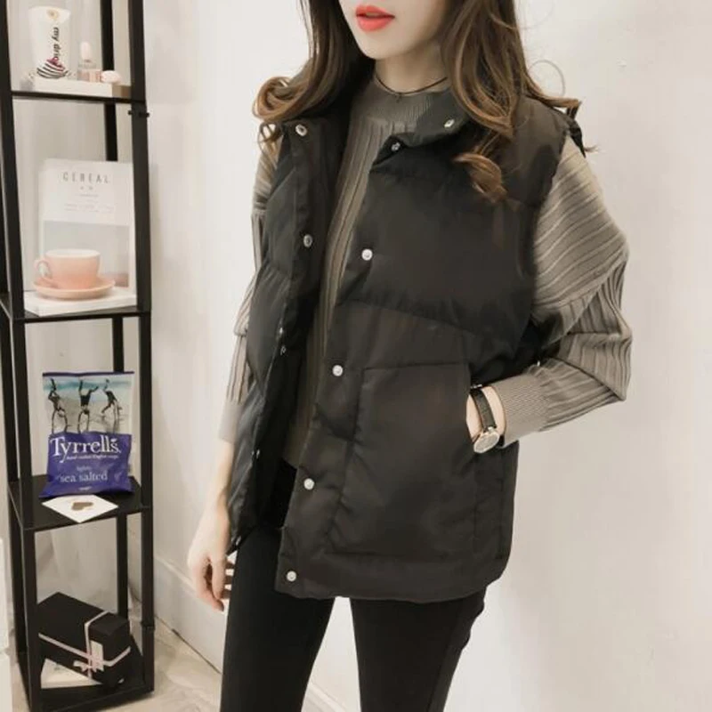 Thin Style Autumn Winter Women Waistcoat Solid Color Sleeveless Turn-down Collar Woman Vest Single Breasted Women Coats Thin Style Autumn Winter Women Waistcoat Solid Color Sleeveless Turn-down Collar Woman Vest Single Breasted Women Coats