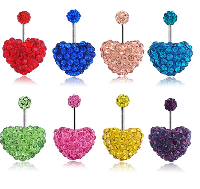 

2015 Alargador Piercing Nombril 10 Pcs/lot 316l Steel Surgical Navel Belly Button Bar Ring Barbell Disco Body Piercing Jewelry