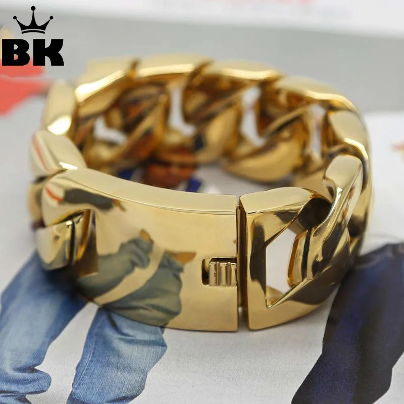 

Men's Chain Bracelet Stainless Steel High Polished Curb Chain Bracelet Hip Hop Exaggerated Solid Heavy Fashion Bangles&Bracelets
