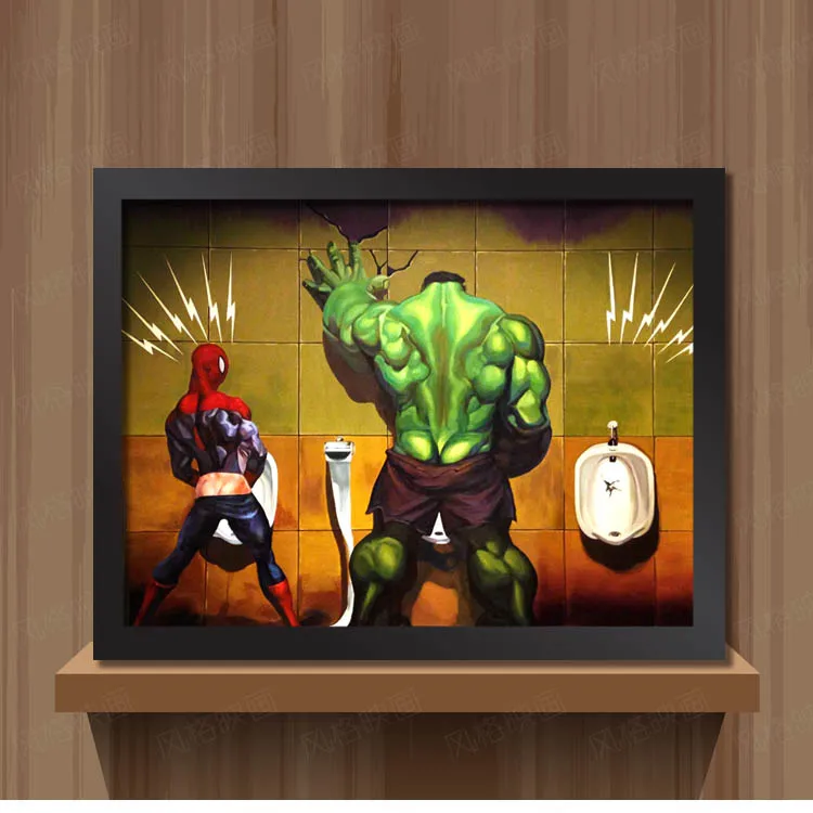 

Toilet Hulk Thor Joker Spider Man Wolverine Marvel Heroes funny Toy Poster Wall Pictures Canvas Print Canvas painting Home decor