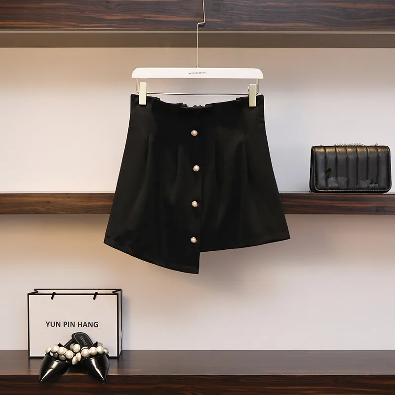 HAMALIEL L-4XL плюс Размеры летние женские юбочные костюмы Черный кран с принтом животных рубашка блузка Топы + Нерегулярные эластичный пояс юбки
