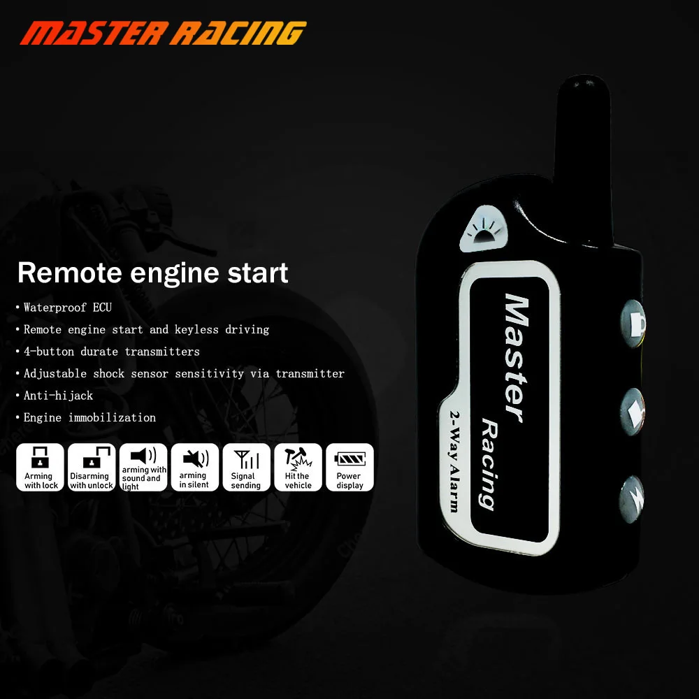 

2 Way Alarm Motorcycle Scooter Security Anti-theft Alarm Remote Engine Start keyless entry For Moto Harley Honda Yamaha Kawasaki