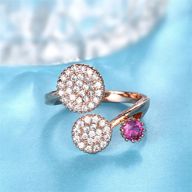ROXI New Vintage Open Rings Rose Gold Color Hot Sale AAA Zircon Round Shape Exquisite Women Rings Vacation Gifts anillos