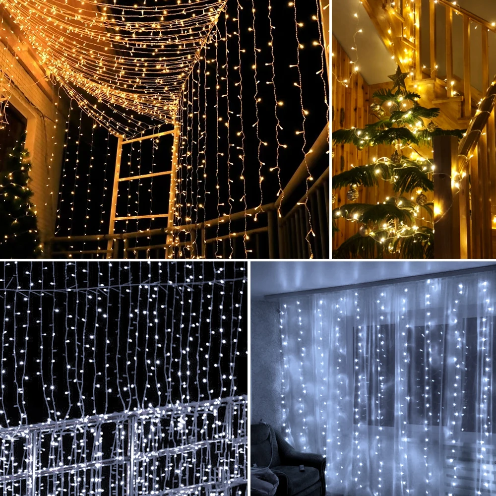 3x1/3x2/3x2 м рождественские сказочные огни, домашний внешний светодиодный экран, гирлянда для свадьбы, вечеринки, сада, дерева, гирлянда, 220 В, EU Plug, огни