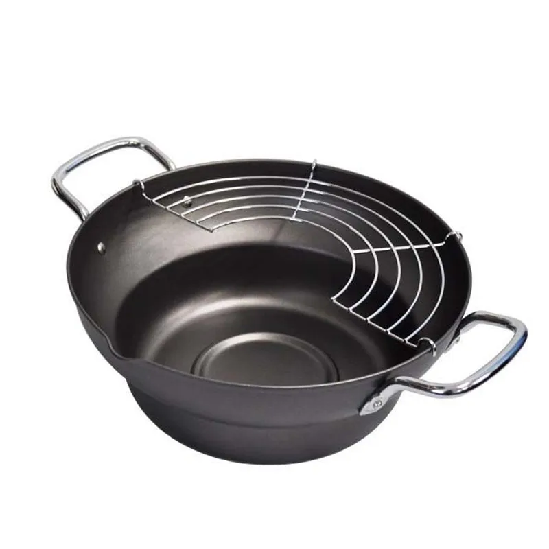 The origin of imported flat iron frying pan deep type Japanese tempura