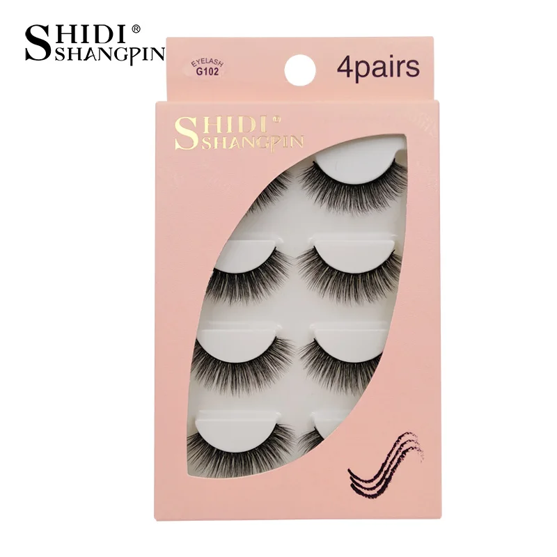 

4 Pairs eyelashes natural long lashes mink eyelashes 3d mink lashes hand made false eyelashes maquiagem volume lashes faux cils