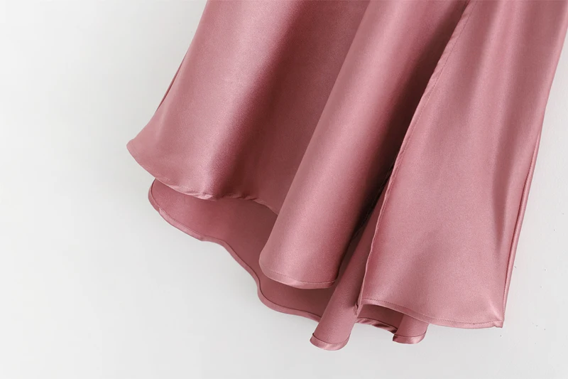 SheMujerSky Сексуальная Женская миди-юбка с высокой талией СПЛИТ атласная юбка Уличная женский скрытый эластичный пояс для юбки