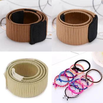 

6pcs DIY Hair Bun Maker Donut Clip French Twist Hair Fold Wrap Snap with 5pcs Elastic Hair Rings for Hair Styling Supplies