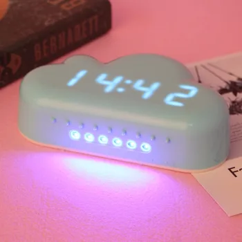 

LED Cute Cloud Alarm Clock Light Children Bedroom USB Sound Control Digital Clocks Home Decor Gift Girls Kid Nixie Clock LZH577