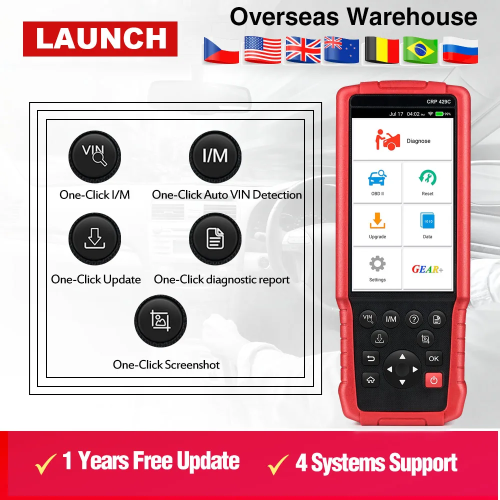 

Launch creader x431 CRP429C OBD2 Auto scanner For 4 systems with 11 service functions wifi free update pk easydiag