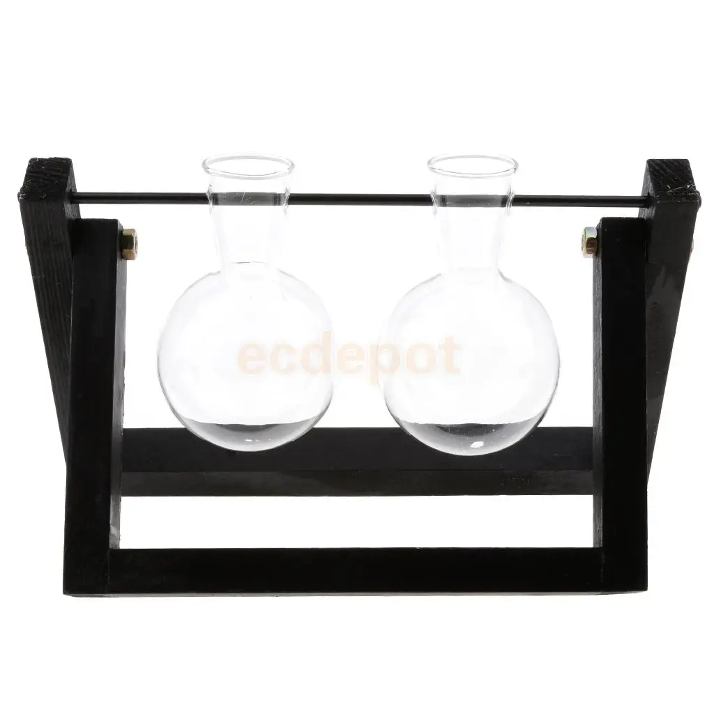 Rustic Wedding Decor Hanging Glass Flower Vase Hydroponic Bottle Container With Wood Tray