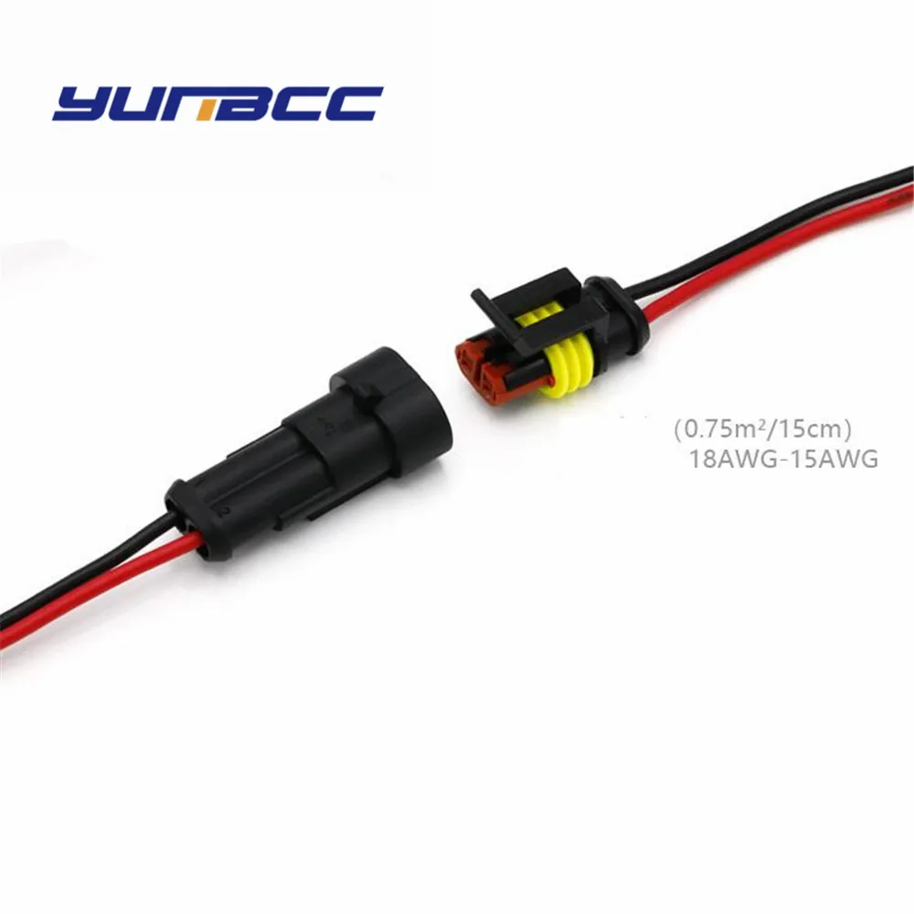 

1set 2Pin AMP Super sealed wire harness Waterproof Electrical Automotive wiring connector with cables 282104-1 282080-2