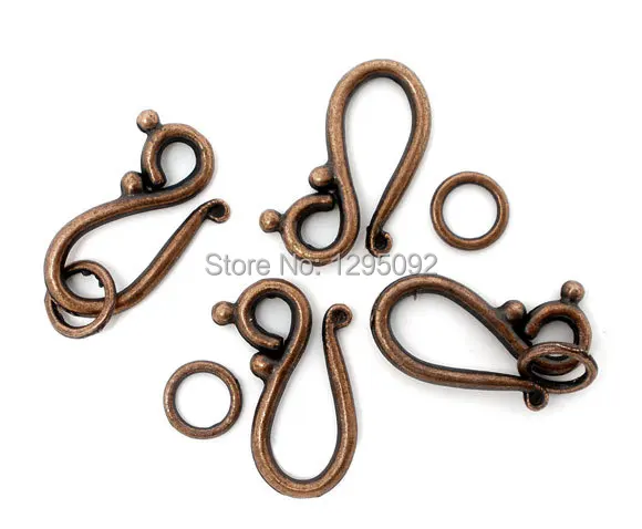 

100 Sets Copper Color " S " Shape Fit For Bracelets / Necklaces Toggle Clasps Jewelry Making Component Wholesale :21mmx12mm