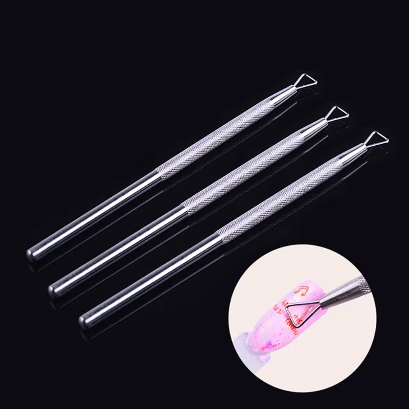

1PCS New 2017 Removal Cuticle Pusher Stainless Steel Triangle Stick Rods for UV Gel Polish Manicure Cleaner Nail Tools