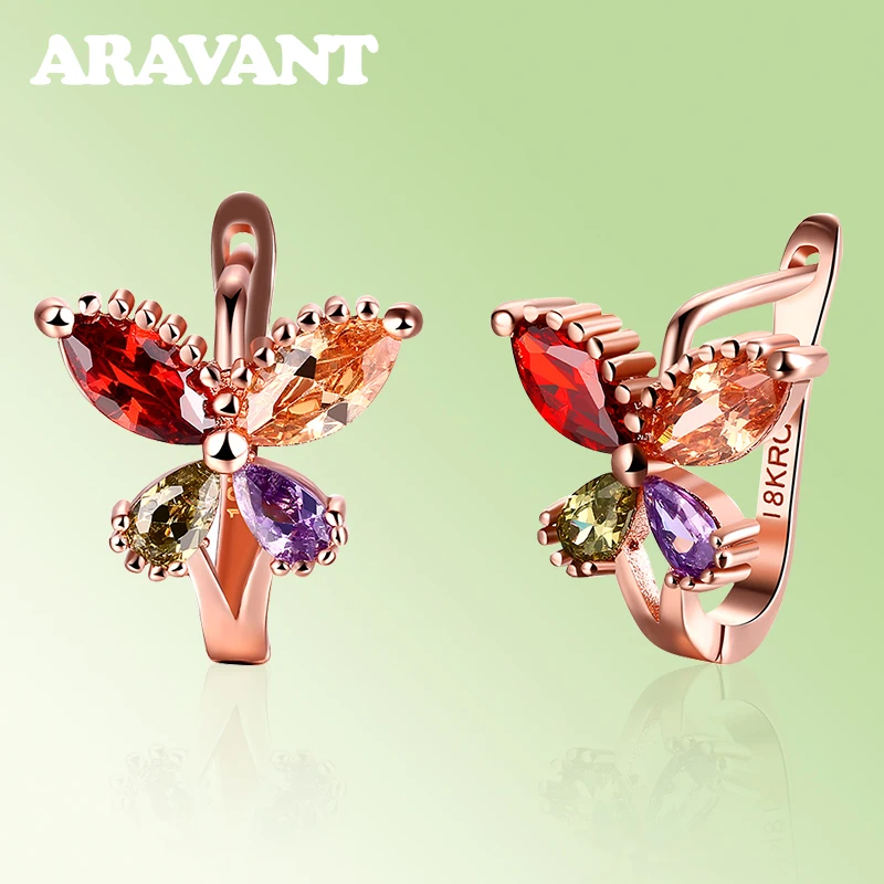 

Colorful AAA+ Cubic Zircon Rose Gold Hoop Earring For Women Fashion Party Jewelry Gifts