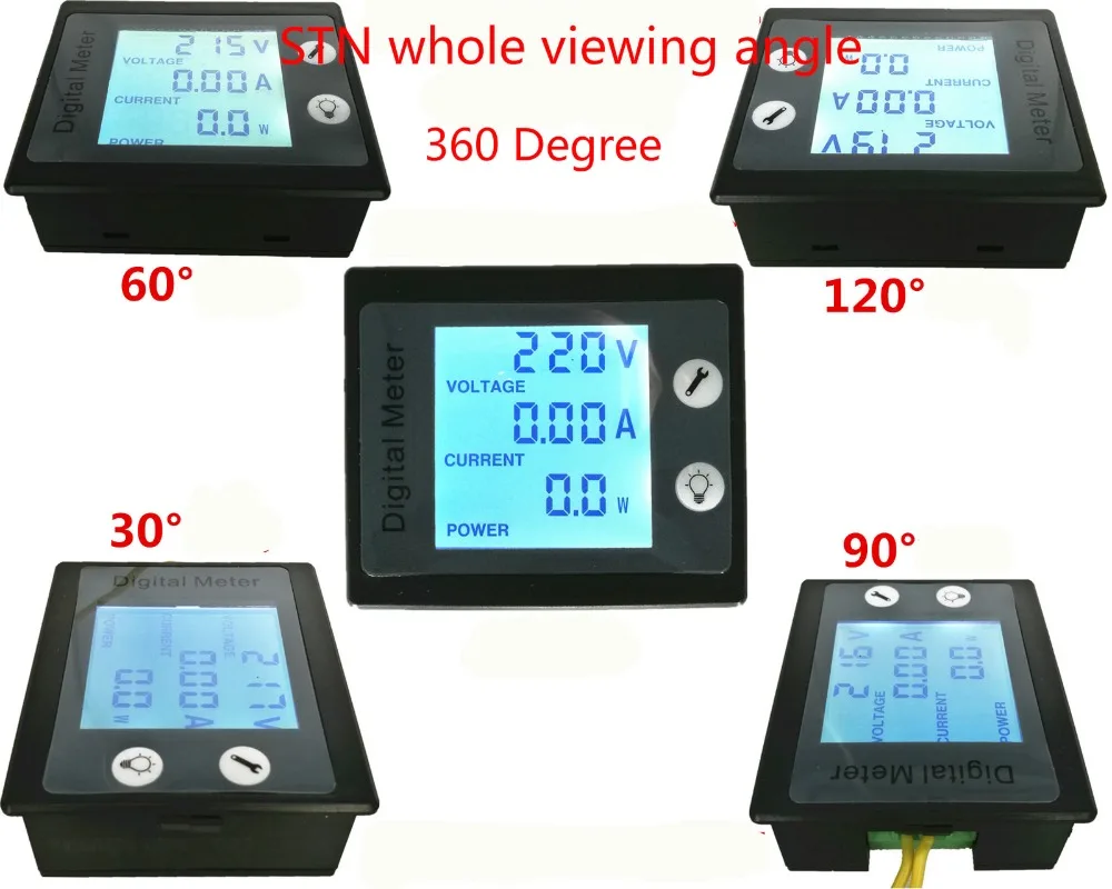 0-100A AC Многофункциональный цифровой STN весь угол обзора ЖК-дисплей измеритель мощности энергии Вольтметр Амперметр