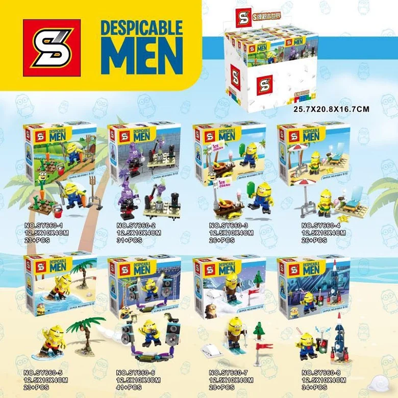 

SY660 2017 New Minions Despicable Me Cartoon Anime Building Blocks Action Figures Collection Model Bricks Children Toys Gifts