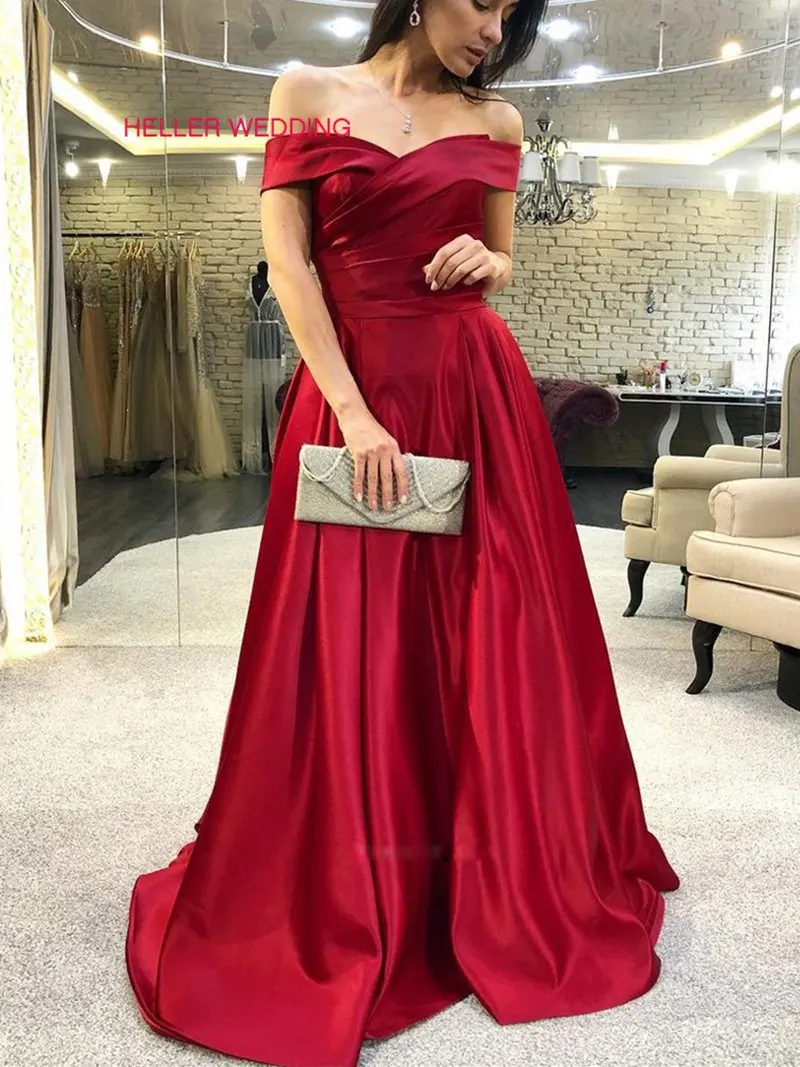 

Elegant Long Graduation Dresses Boat Neck Off The Shoulder Floor Length Burgundy Prom Dress A Line Occasion Dresses For Women