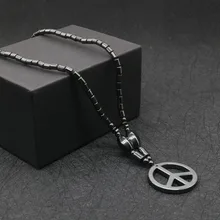 Новинка, здоровое энергетическое лечебное магнитное гематитное ожерелье с символом мира из бисера для мужчин и женщин, духовное ювелирное изделие LG3