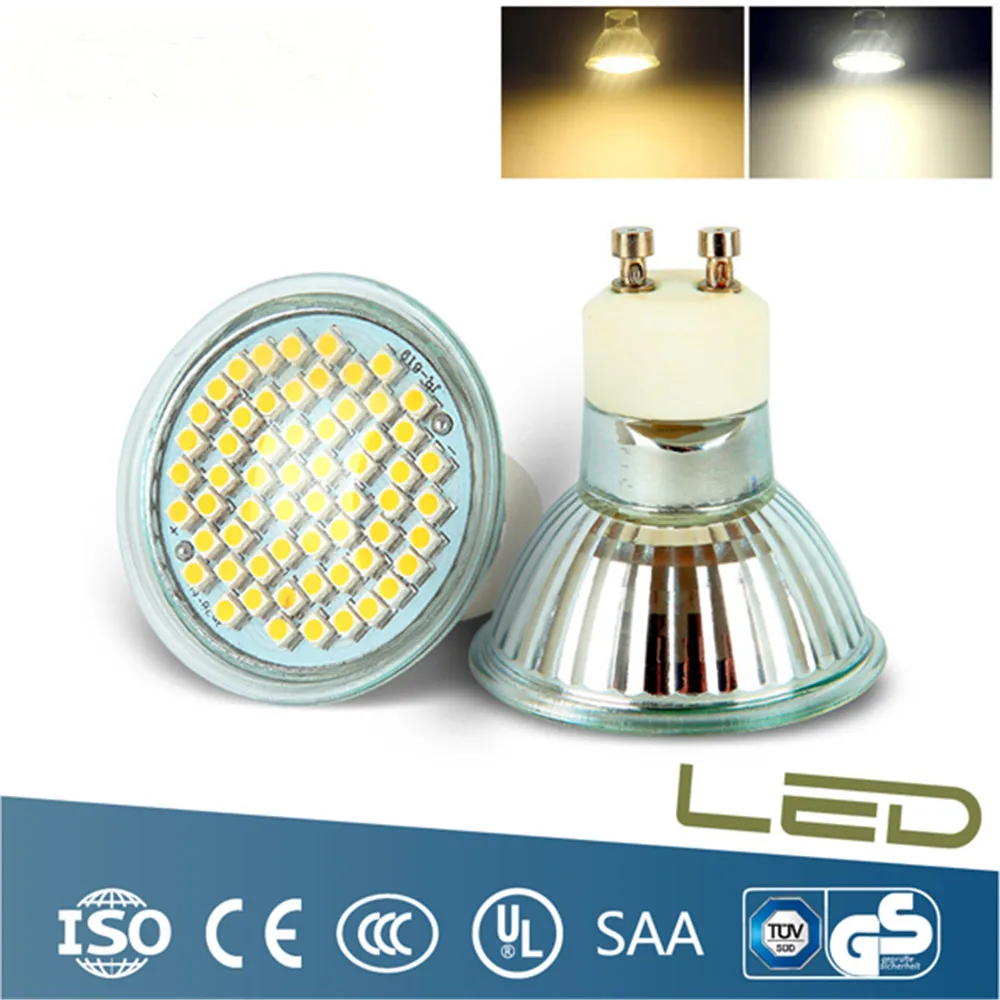 

High Quality GU10/MR16 Spotlight Bulb AC210-240V LED lamp 2835 SMD 60 LEDs light For Indoor Chandelier Downlight