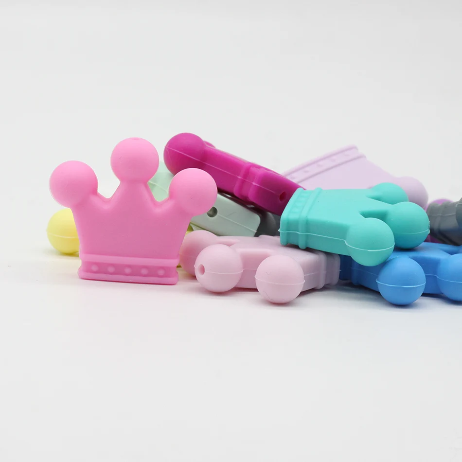 

Baby Teether Silicone Cartoon Crown Unfinished Silicone Crown 100PC Silicone Sensory Grasping Toys Diy Necklace Gift