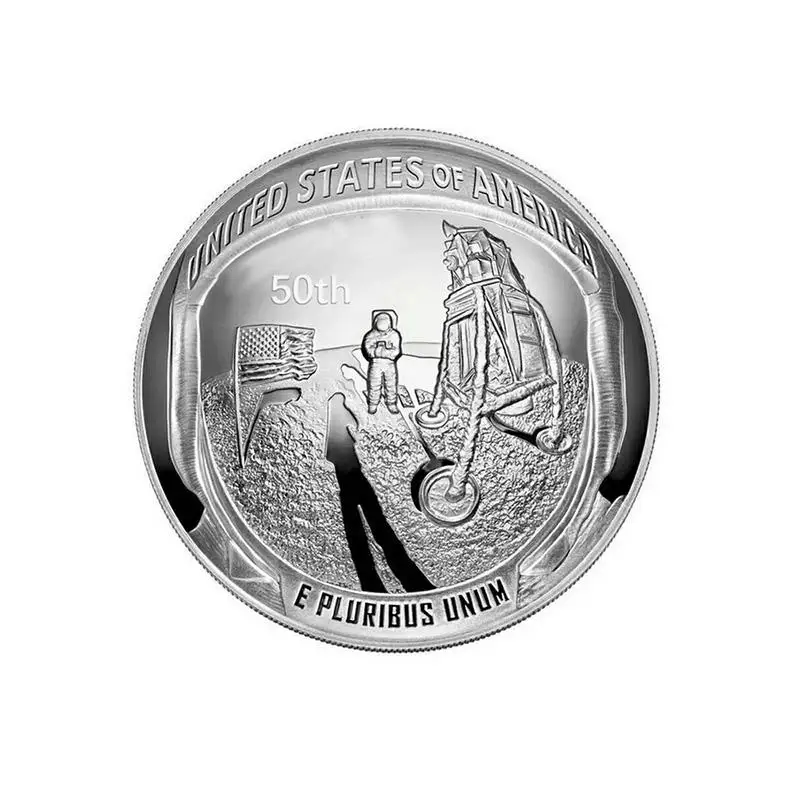 США 50-летие Аполлон 11 Луна Посадка Серебро позолоченные памятные монеты Новинка монета - Цвет: B