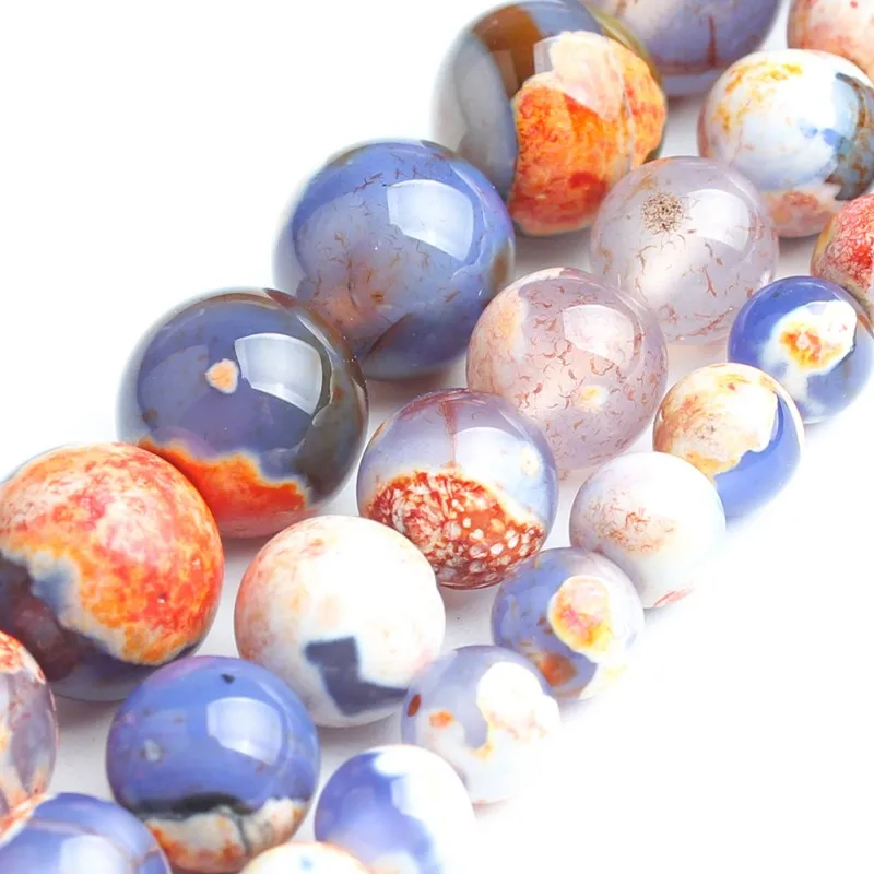 

Orange Blue Fire Agate For Jewelry Making Necklace Natural Round Loose Stone Beads Diy Bracelet Necklace Pick Size15'' 6 8 10mm