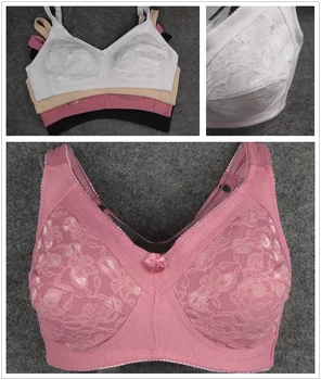 

Big Size Bras women Floral brassiere Adult Cotton Intimates Wire Free Lingerie 46 48 50 52 D Cup comfort Sexy Lace bralette