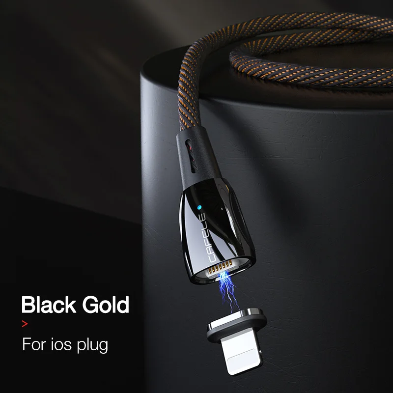 CAFELE QC 3,0 Магнитный usb-кабель для iPhone X Xr Xs Max Xiaomi 9 8 Micro USB type C кабель для зарядки провода магнитного зарядного устройства синхронизации данных - Цвет: Black For iPhone