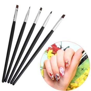 

Makartt 5 Sizes/Set Flat Painting Drawing Pen Nail Art Brushes Acrylic Nail Brush Kit Set UV Gel Brushes Nail Art Tool G0051