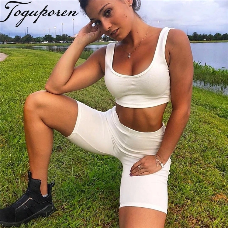 Summer Sexy Two Piece Set Crop Top Shorts Set Sexy Strap O Neck Vest Sleeveless Backless Tracksuit Women Suit Summer Sexy Two Piece Set Crop Top Shorts Set Sexy Strap O Neck Vest Sleeveless Backless Tracksuit Women Suit