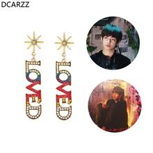 1 пара кристаллов Любимое письмо большие серьги женские модные ювелирные изделия Bangtan мальчики альбом любят себя серьги BTS K-POP ювелирные изделия
