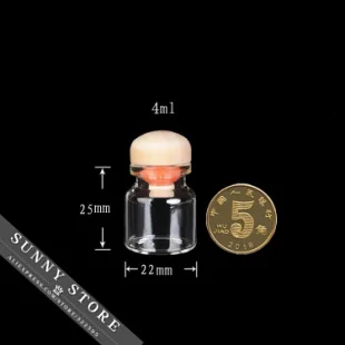 10 шт./лот 22x25x12,5 мм 4 мл пустые стеклянные бутылки деревянная крышка с силиконовым уплотнением прозрачные стеклянные банки желая подвески в форме бутылочек