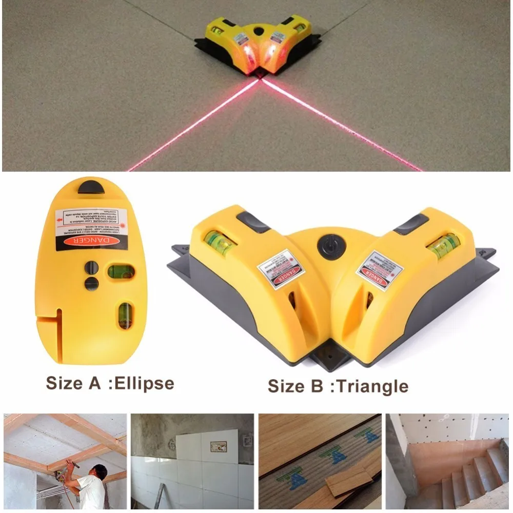 Triangle/Ellipse High Quality Pro Vertical Horizontal laser level Line Projection Square Right Angle 90 degree Measuring Tool