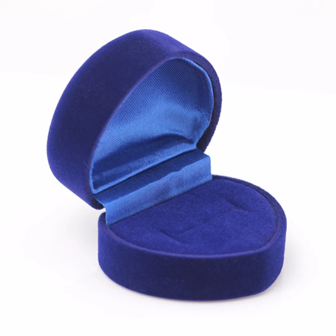 

Jewelry Box Heart Shaped Necklace Earring Ring Gift Blue Velvet Box For Wedding Packaging & Display Holder Storage Case