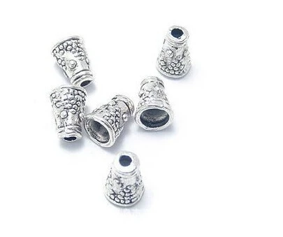 

Wholesale 100X Charms Accessories 8*6mm Metal Alloy Antique Silver Vintage Hollow Trumpet Bead Caps For Jewelry DIY Making