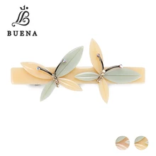 Заколка-бант из двух бабочек, ацетат целлюлозы, винтажное модное ювелирное изделие, бежевый и розовый цвет, заколка для волос для родителя и ребенка, NG005